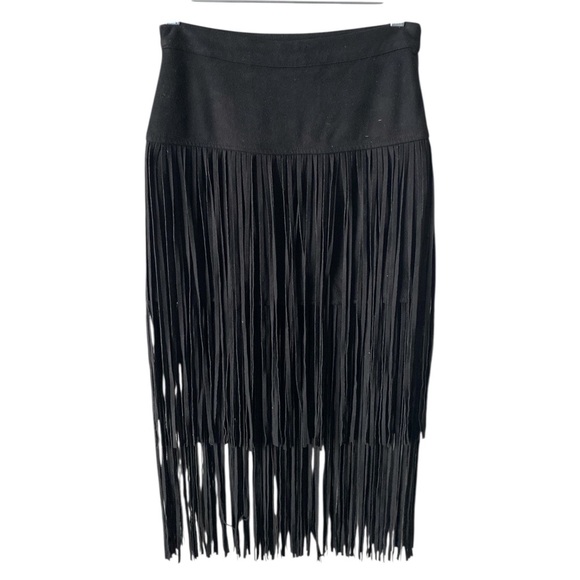 Design Lab Lord & Taylor Black Faux Suede Fairy Fringe Skirt XS Boho Whimsigoth - Picture 7 of 11